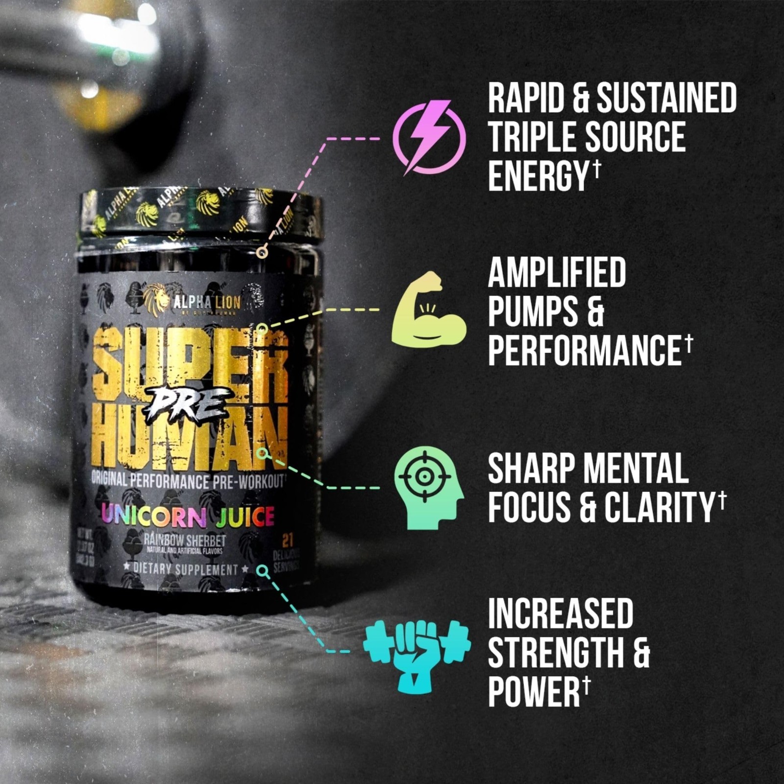 Superhuman Pre Workout Powder – Beta Alanine, L-Taurine, Caffeine, Nitric Oxide,