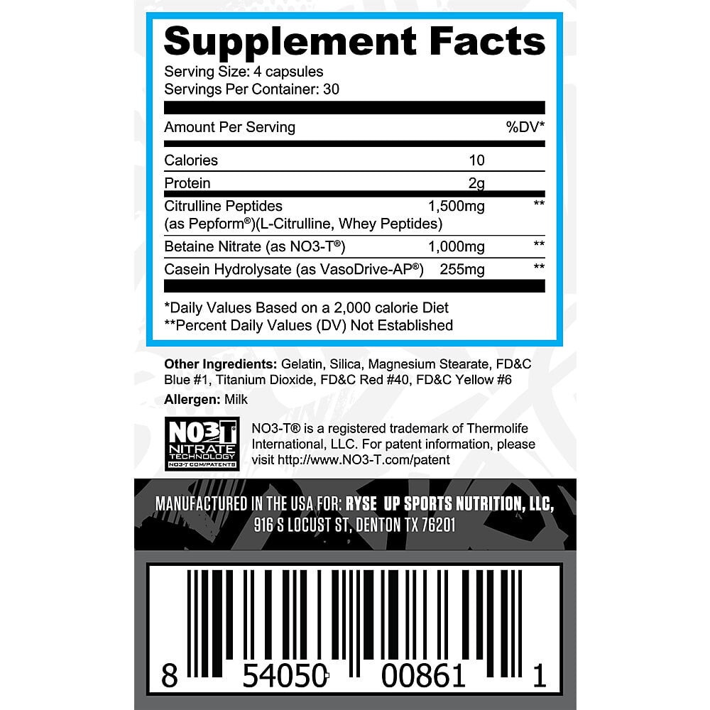 RYSE Project: Blackout Pump Cap Max, 30 Servings, 120 Capsules, Pre workout