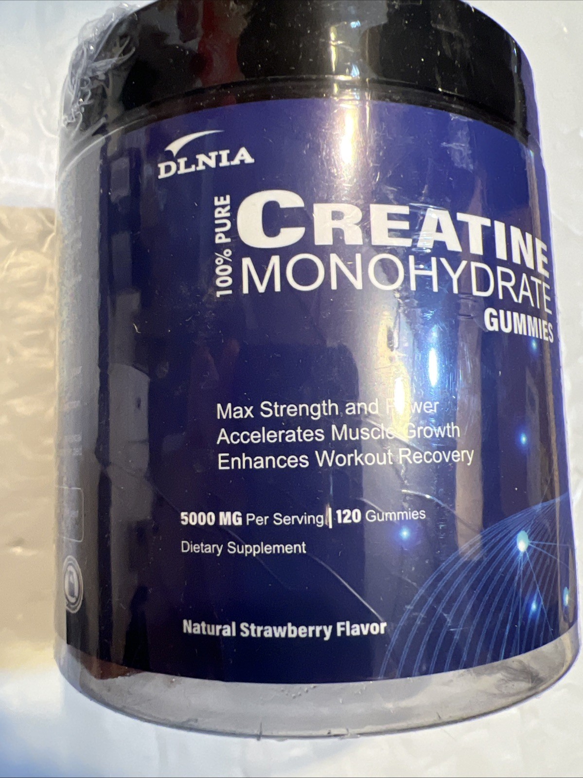 DLNIA creatine monohydrate gummies, 5000 MG,120 gummies, strawberry EXP:06/08/26