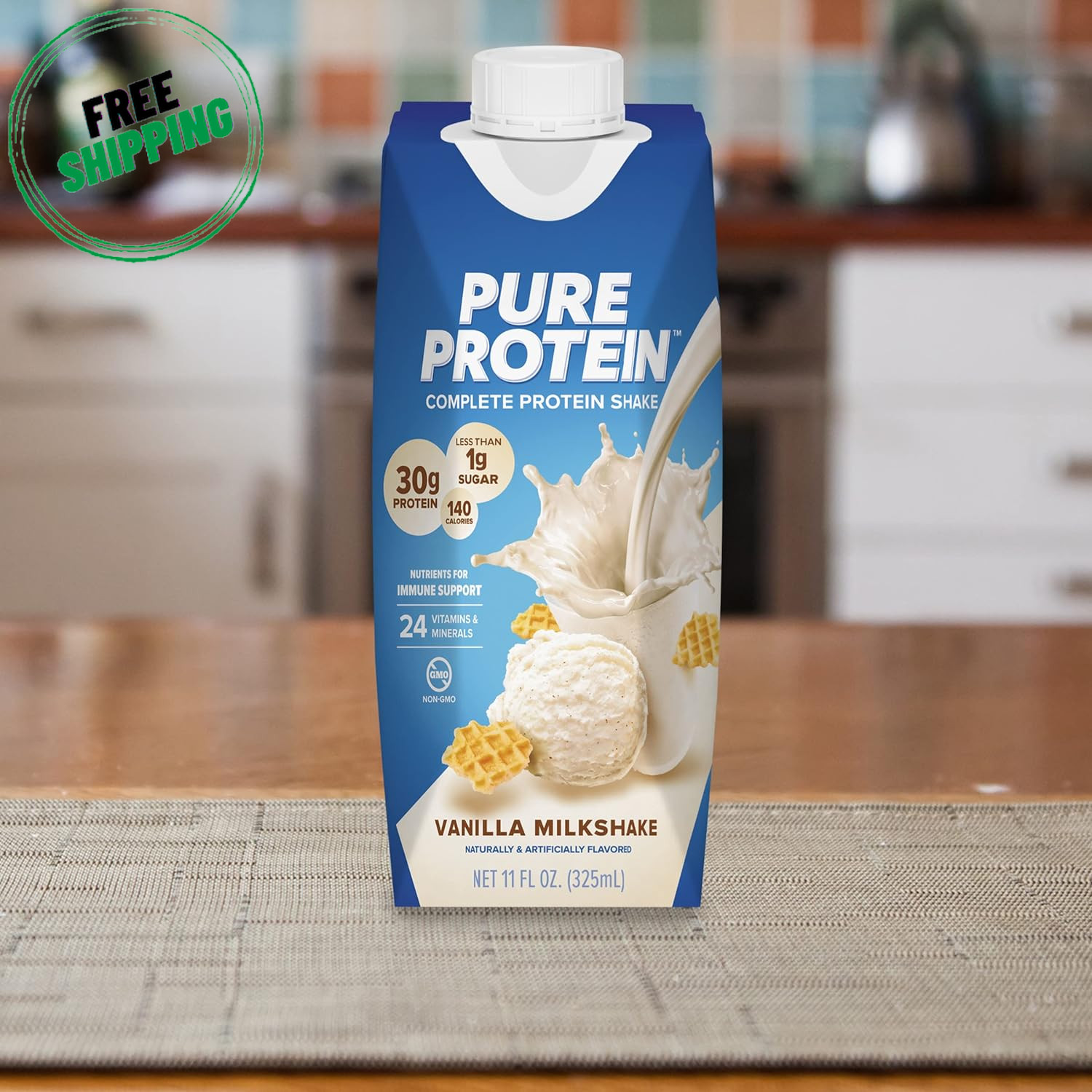 Pure Protein Vanilla Protein Shake, 30G Complete Protein, Vitamins A, C, D, and