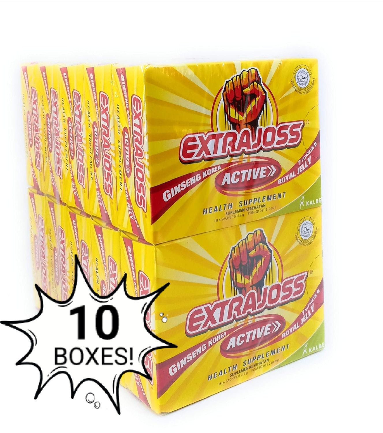 EXTRA JOSS Active Flavour 10 Box (60 Sachets) Energy Drink Powder Boost Stamina