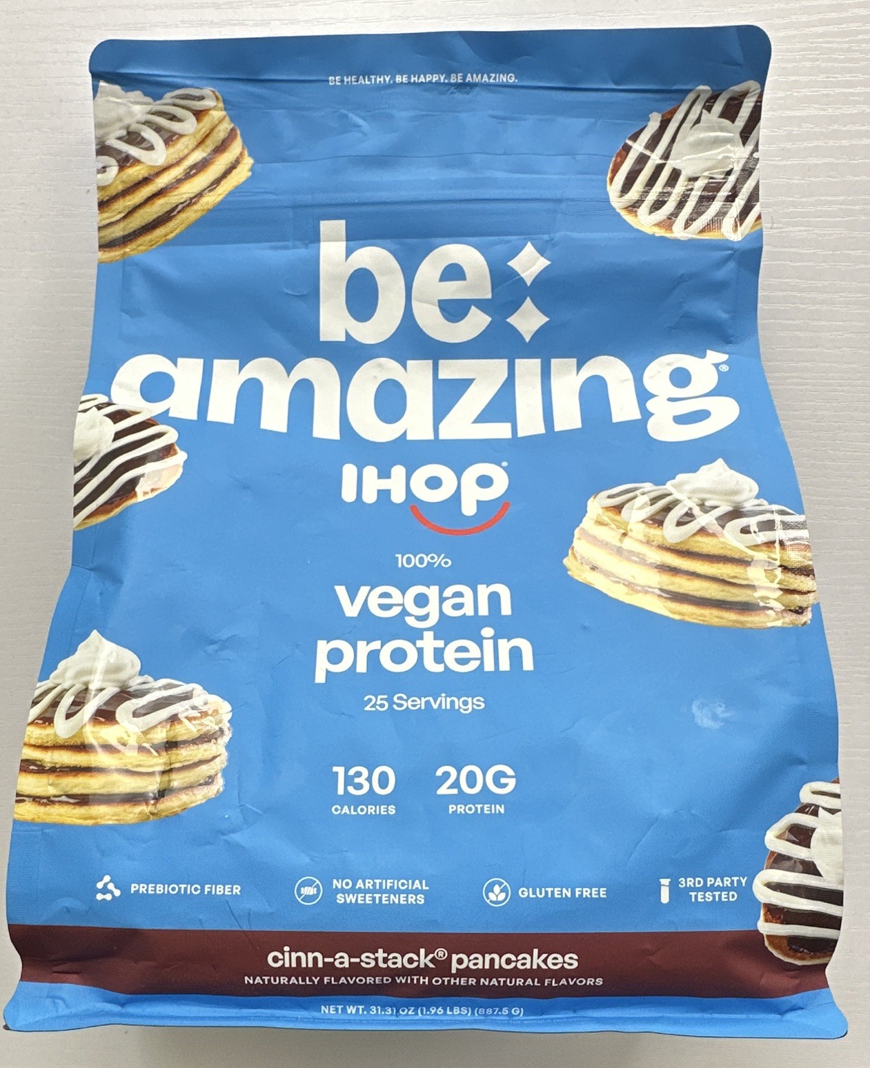 Be Amazing Vegan Protein Powder Cinn-a-Stack Pancakes Gluten-Free 31.3oz 25 Sv