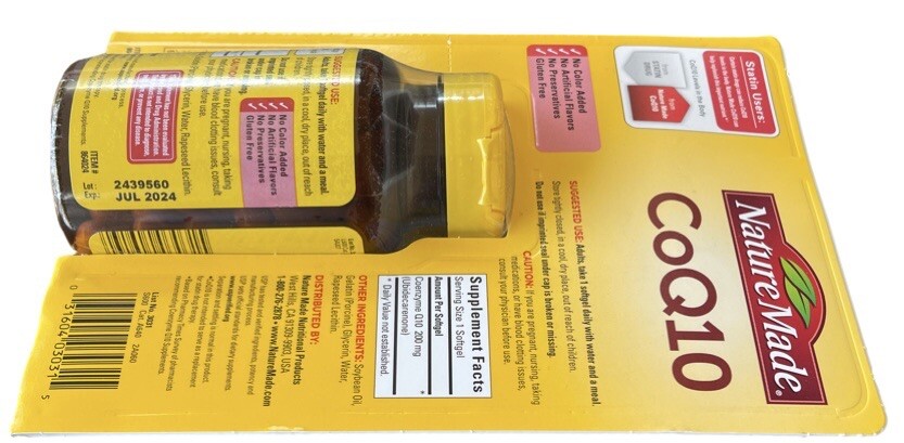 Nature Made CoQ10 200 mg. 140 Softgels. Naturally Orange. Healthy Heart.EXP:2/26