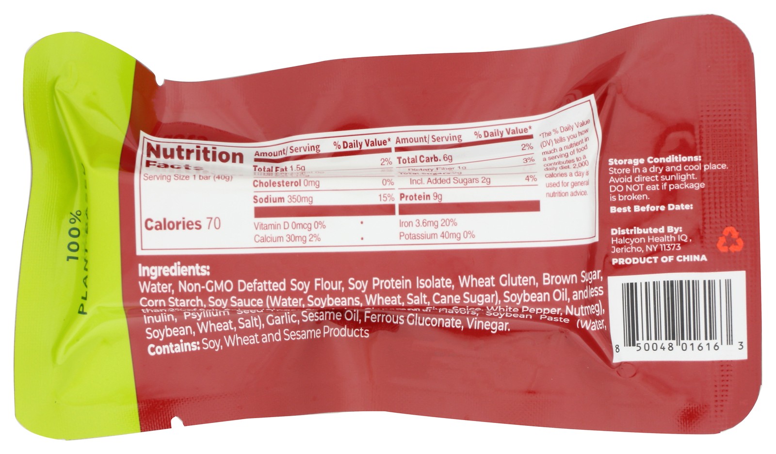 Bean Stalk Char Siu Bbq Vegan Protein Bar 9G 12 Pack