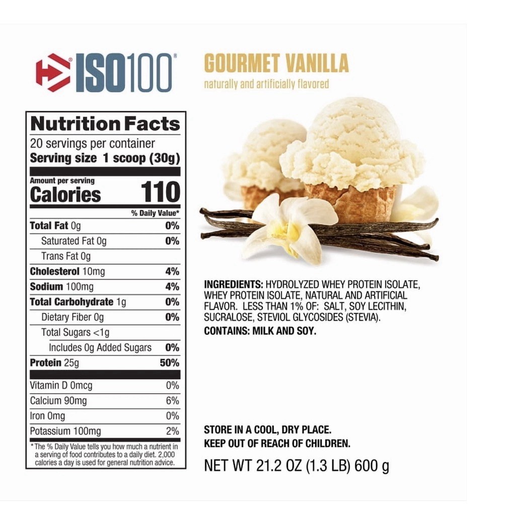 ISO100® Hydrolyzed, 100% Whey Protein Isolate, Gourmet Vanilla, 1.34 lb (610 g)