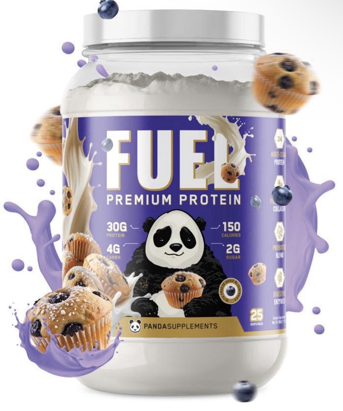 Panda Fuel Premium Protein Blueberry Muffin 25 Servings New & Sealed Protein