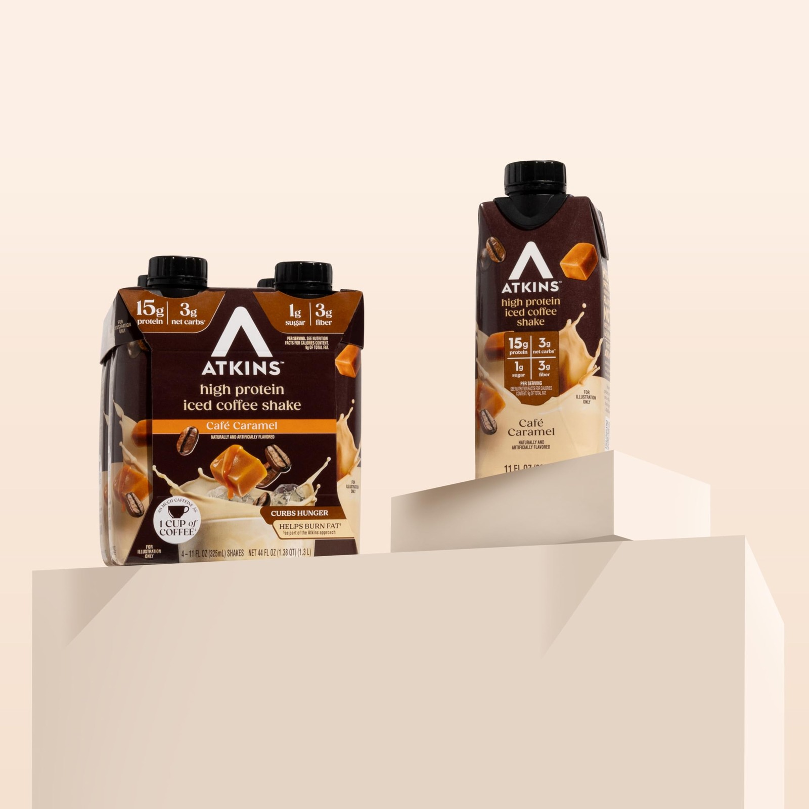 Atkins Café Caramel Iced Coffee Flavored Protein Shake, 1 Fl Oz (Pack of 12)