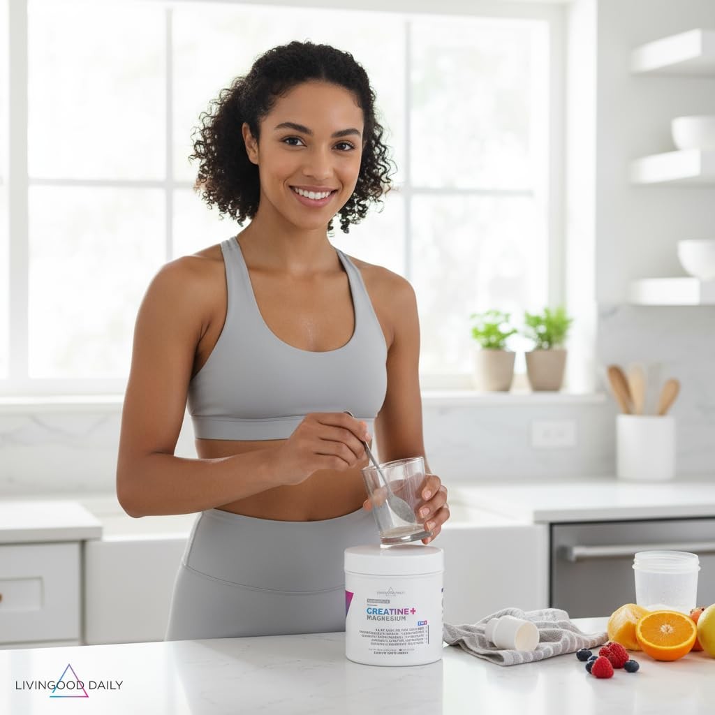 Livingood Daily Creatine + Magnesium Powder, Unflavored | 5g Micronized Creat…