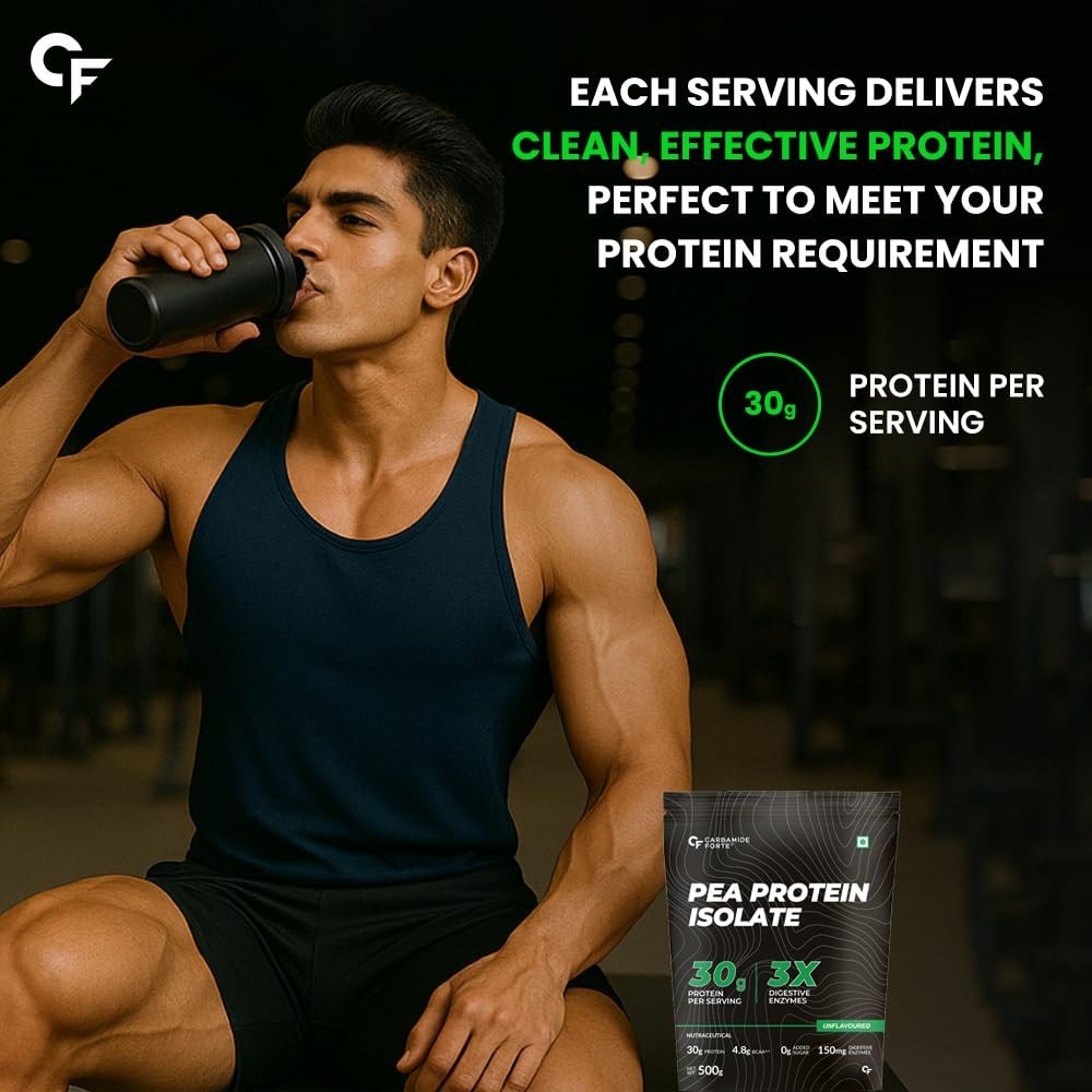 Carbamide Forte Pea Protein Powder Isolate 30Grams Per Serving 4.8G BCAA 500Gram