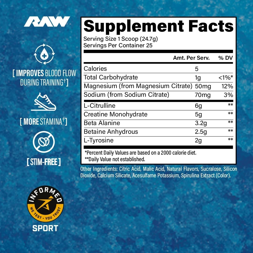 Non-Stim Pre-Workout Powder for Endurance & Focus – Creatine, L-Citrulline, Beta
