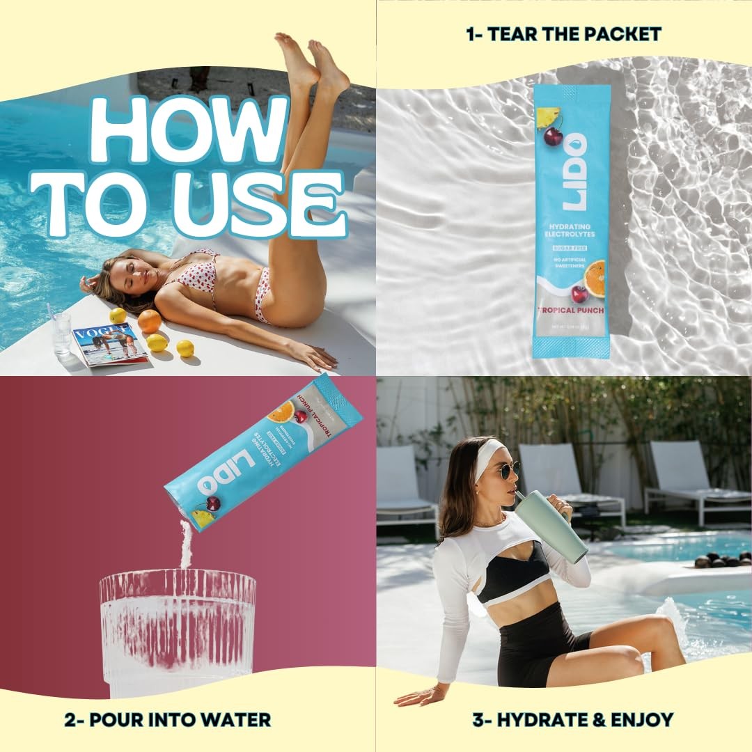 LIDO Tropical Punch Electrolyte Drink Mix Packets – Clean Hydration, Zero Sugar