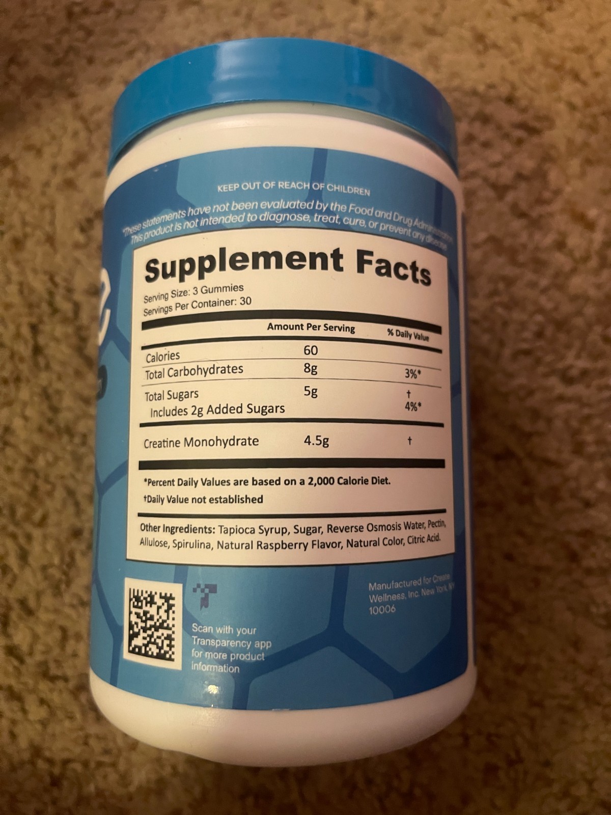 Create Creatine Gummies Monohydrate 5g Muscle Growth Recovery Strength New