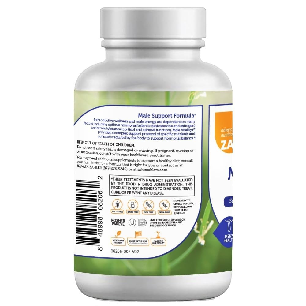 Zahler Male Vitality+ and Fertility Supplements, 120 Count (Pack of 1)