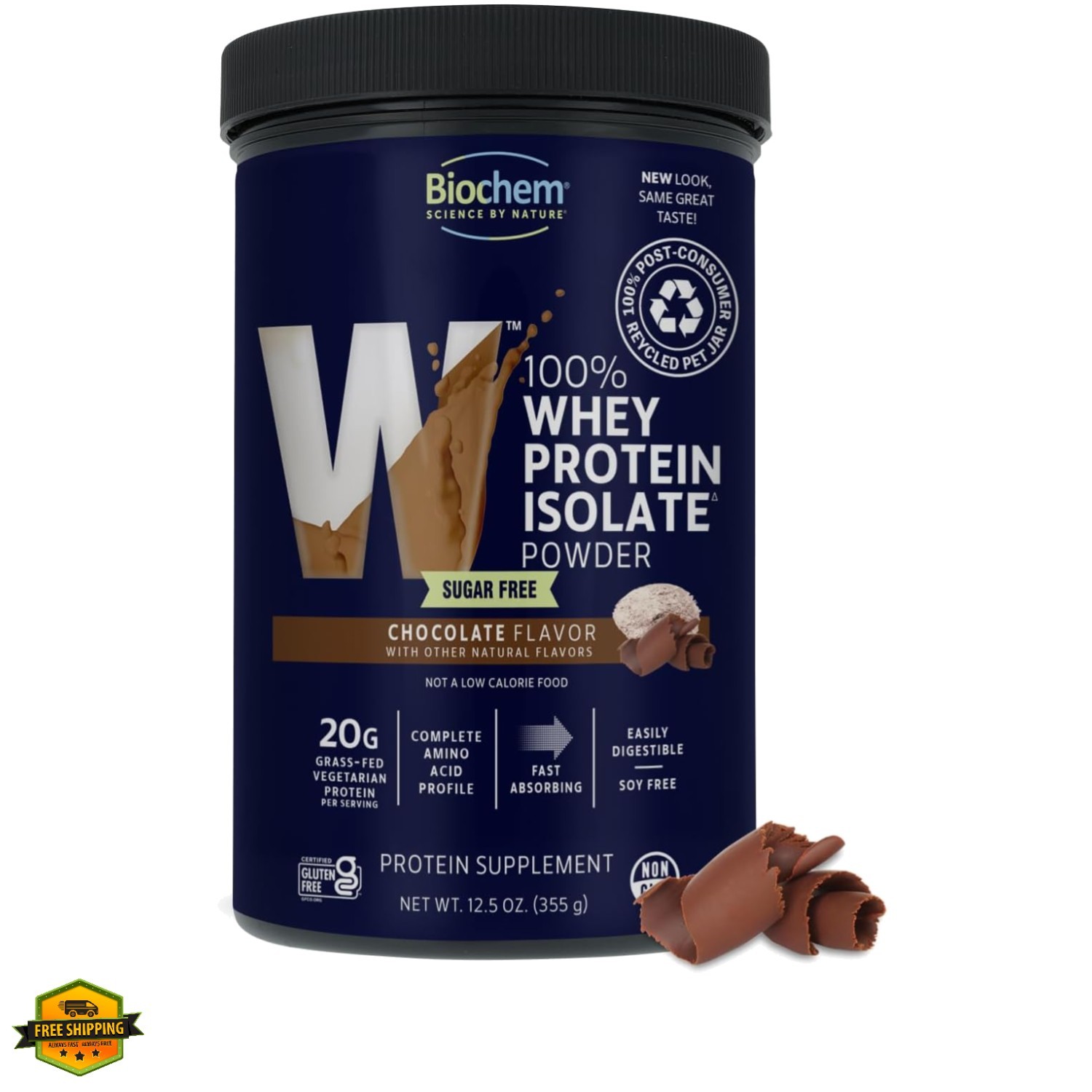 100% Whey Sugar-Free Chocolate 20g, 12.5oz, Certified Vegetarian, Gluten Free…