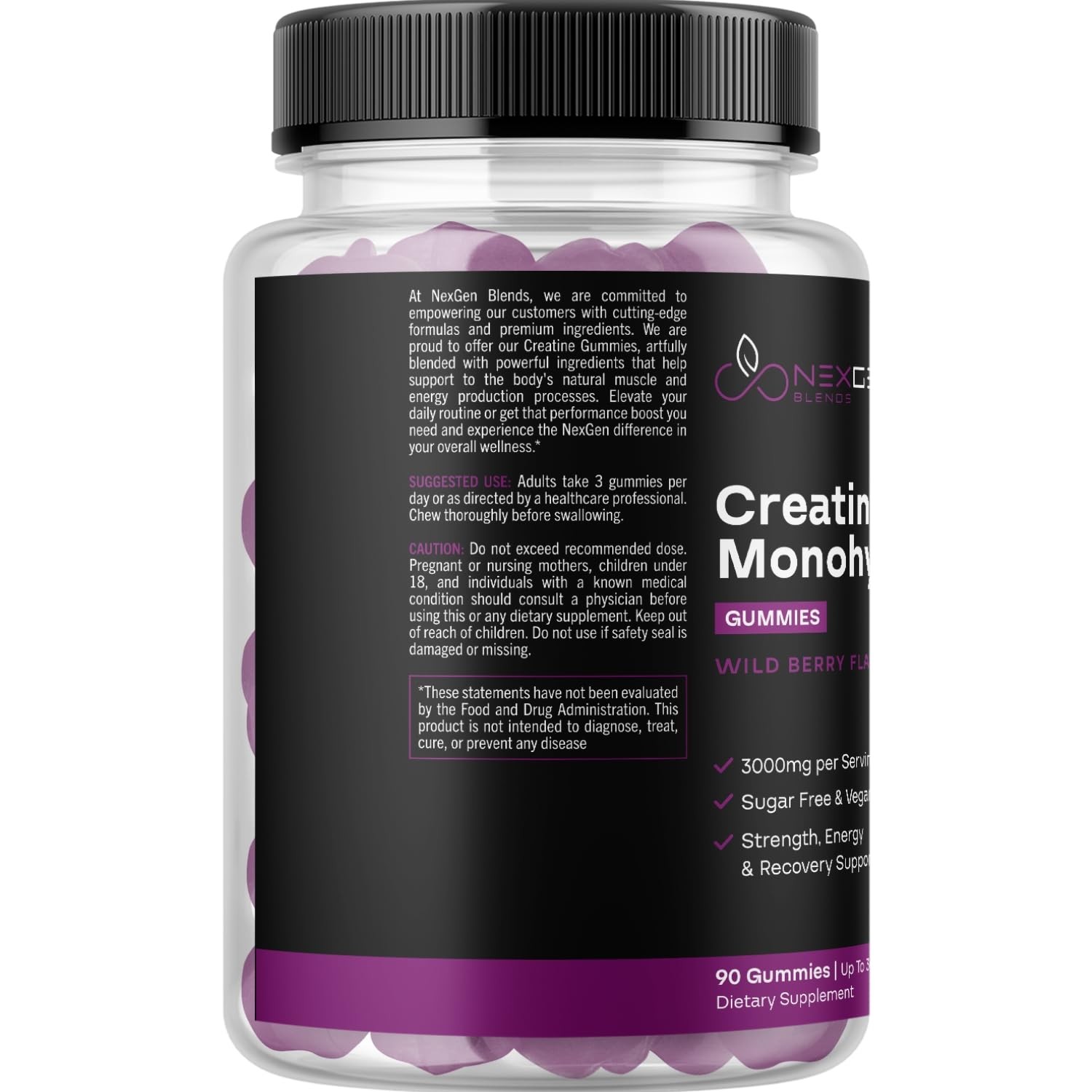Gomitas Monohidrato De Creatina Fuerza Músculo y Energía Para Hombres y Mujeres