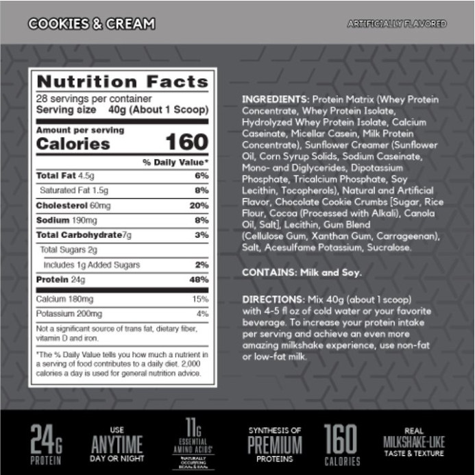 BSN Syntha-6 Edge Protein Powder, Cookies & Cream, 2.47 lb