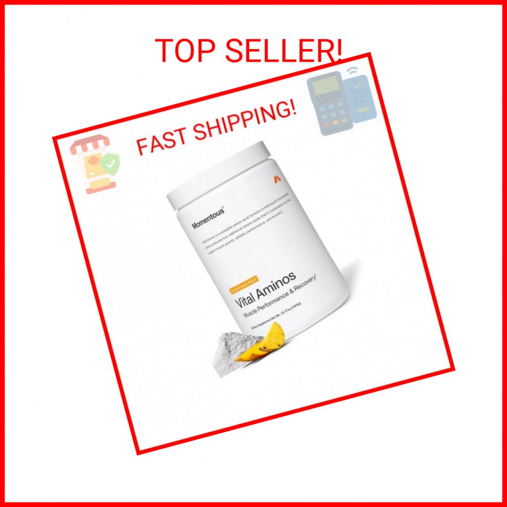 Momentous Vital Aminos Powder Supplement – BCAA & EAA – Tropical Punch – NSF Cer