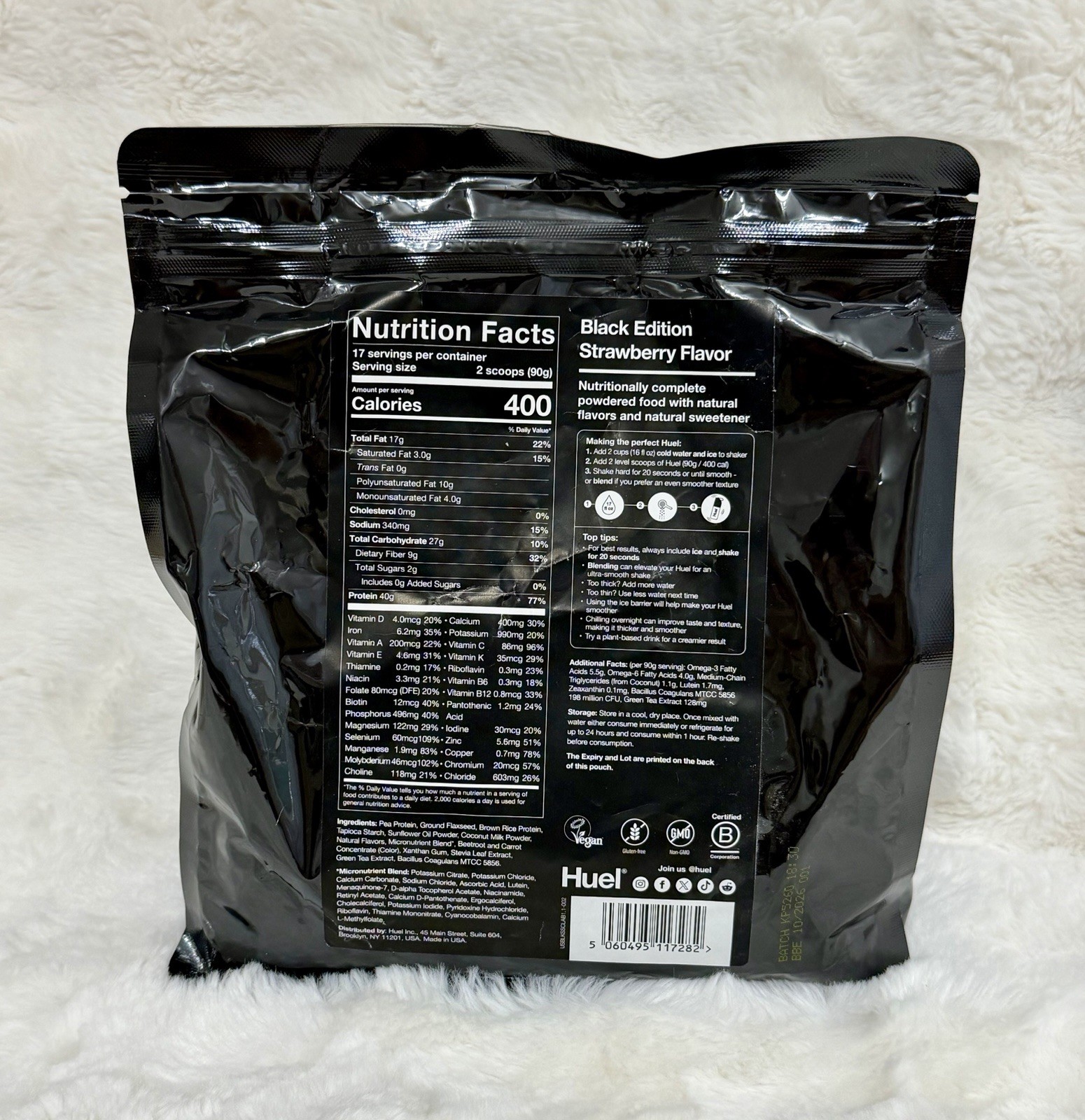 Huel Black Edition Strawberry FlavorProtein Powder 3lbs 6oz Bag Exp 10/26