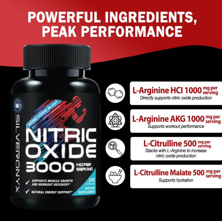 Nitric Oxide Booster 3X Strength L-Arginine Citrulline Alanine Caps