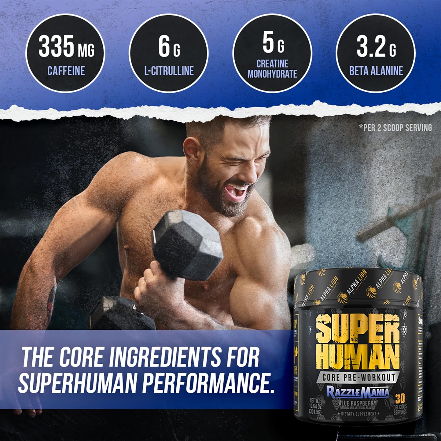 ALPHA LION Core Pre Workout w/Creatine for 30 servings (Pack of 1)