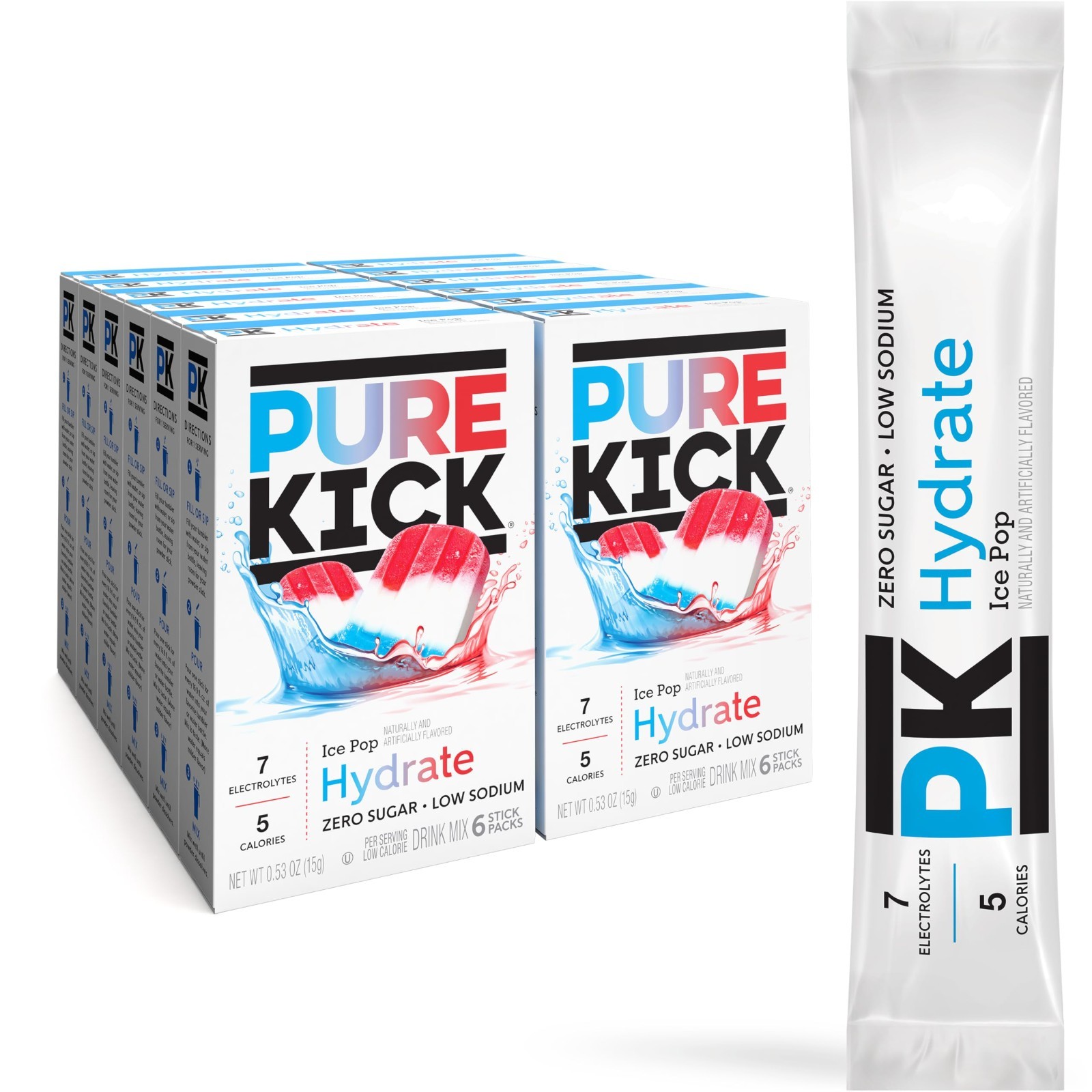 Hydration Drink Mix Singles, Ice Pop Flavor, 72 Packets – 12 Boxes of 6 Packets