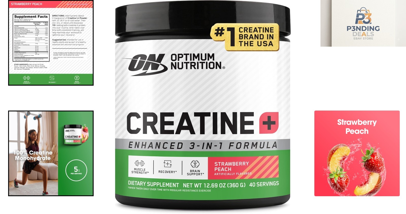 Strawberry Peach Creatine Powder – Gluten-Free, Vitamins & Electrolytes