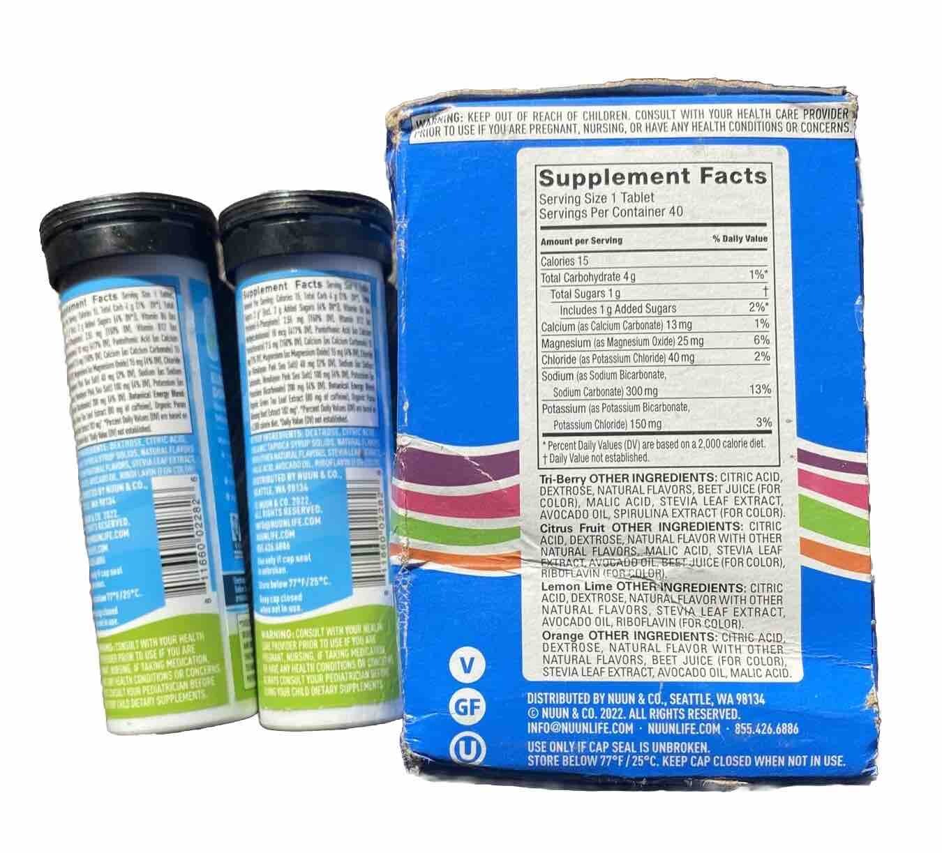 Nuun Sport Electrolyte Hydration Tablets Tri-Berry Citrus Fruit 6 Pack