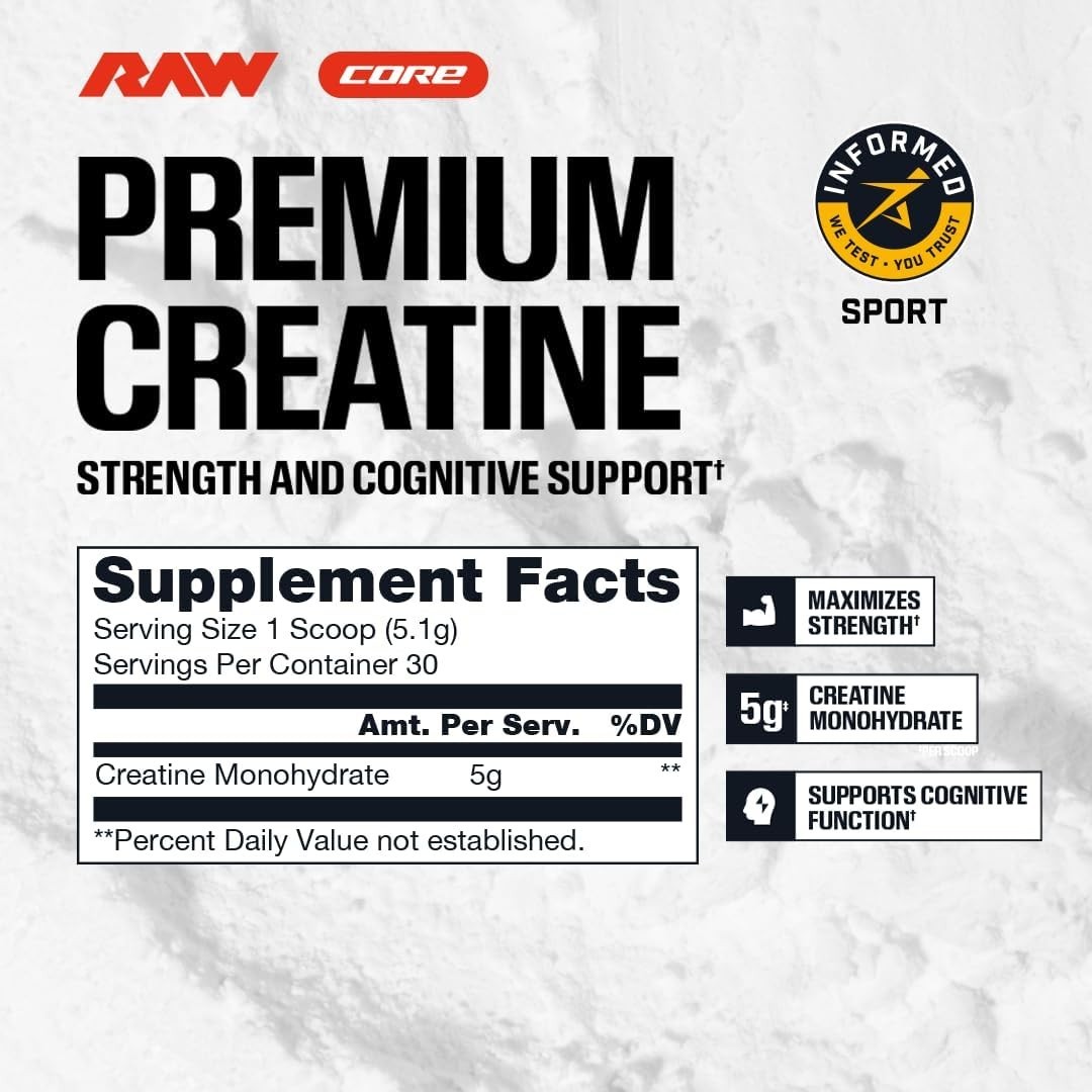 Creatine Monohydrate Powder Unflavored 30 Servings Micronized Muscle Strength