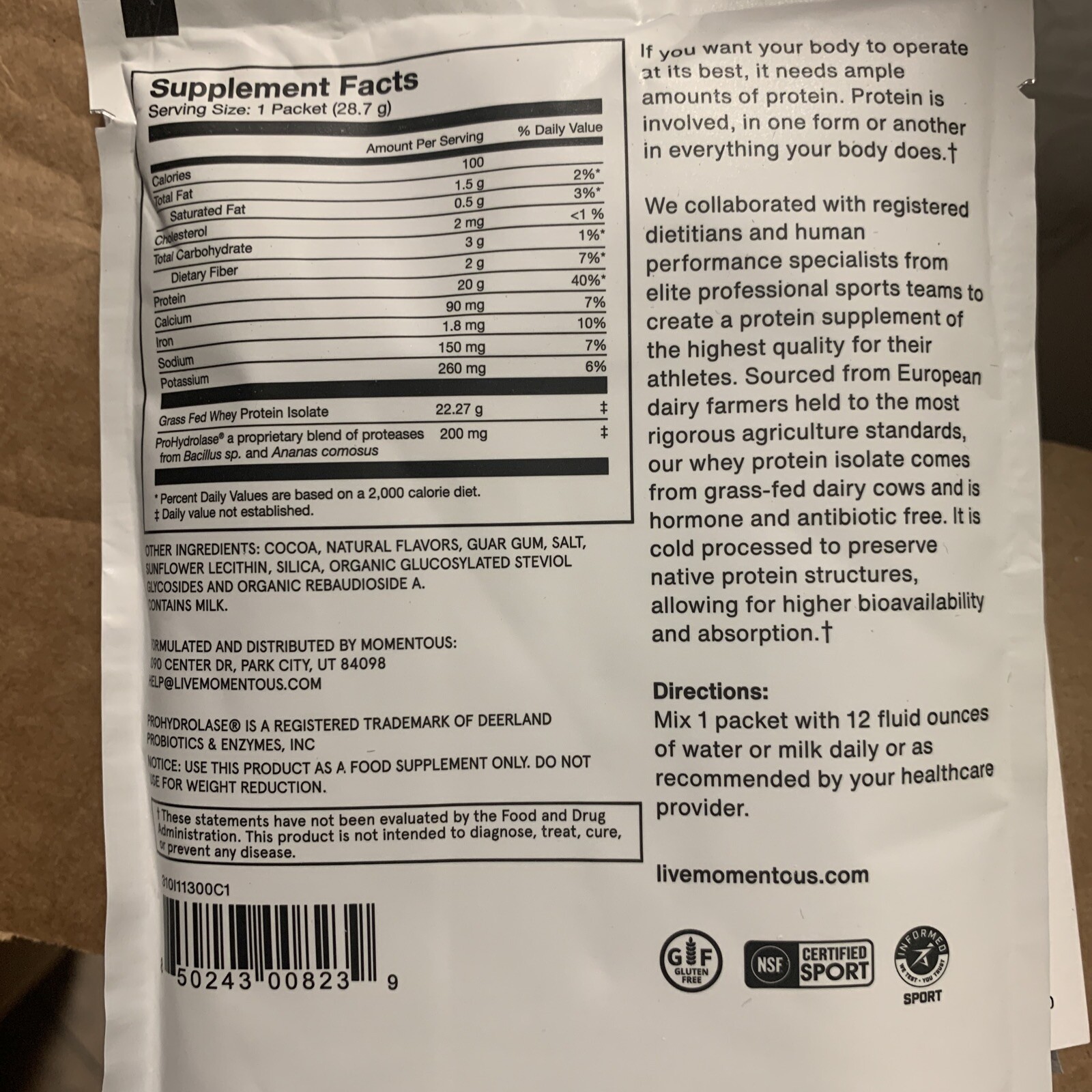 Momentous Protein Powder Travel Packs 20 Servings Variety Pack EXP 05/2026