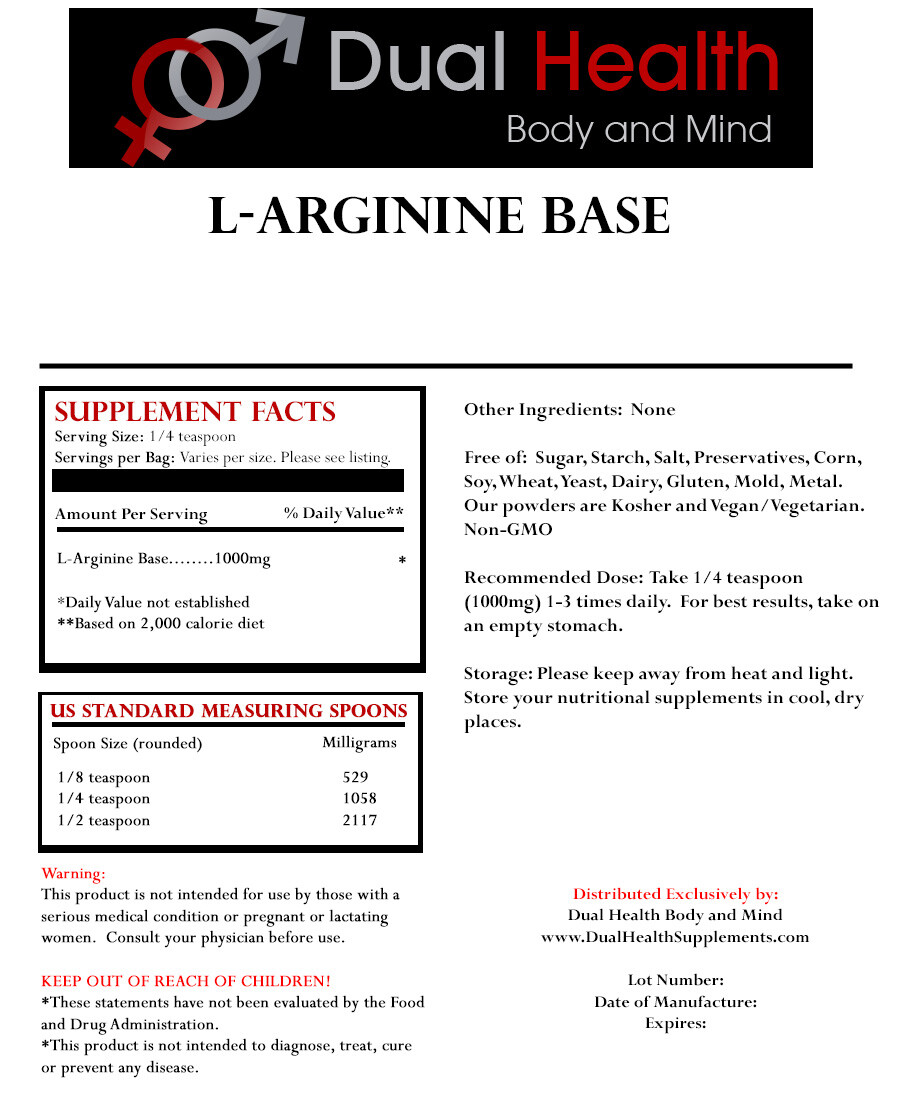 L-ARGININE 2kg (4.4 lbs) Free Form Kosher Base Powder Pharmaceutical Grade