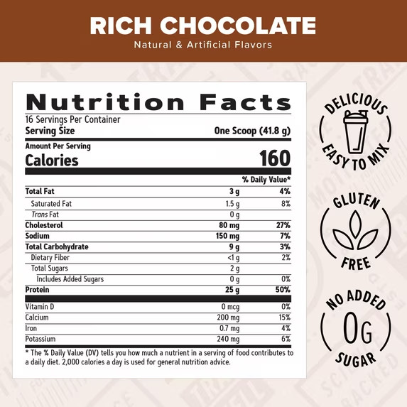 GNC Live Well Rich Chocolate Whey Protein Powder 25g 16 Servings