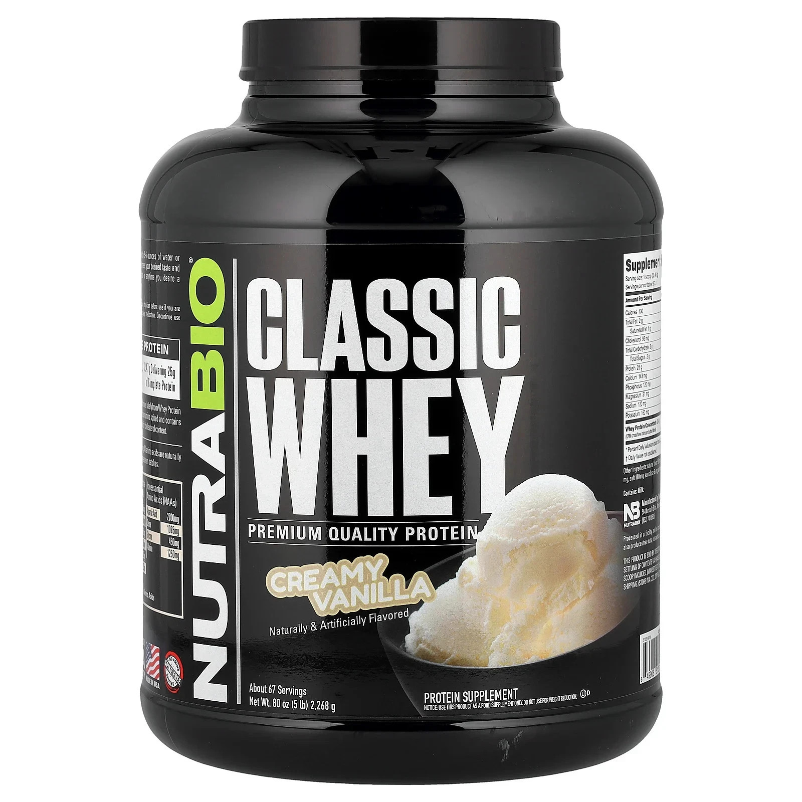CLASSIC WHEY BY NUTRABIO 5LB CREAMY VANILLA FLAVOR