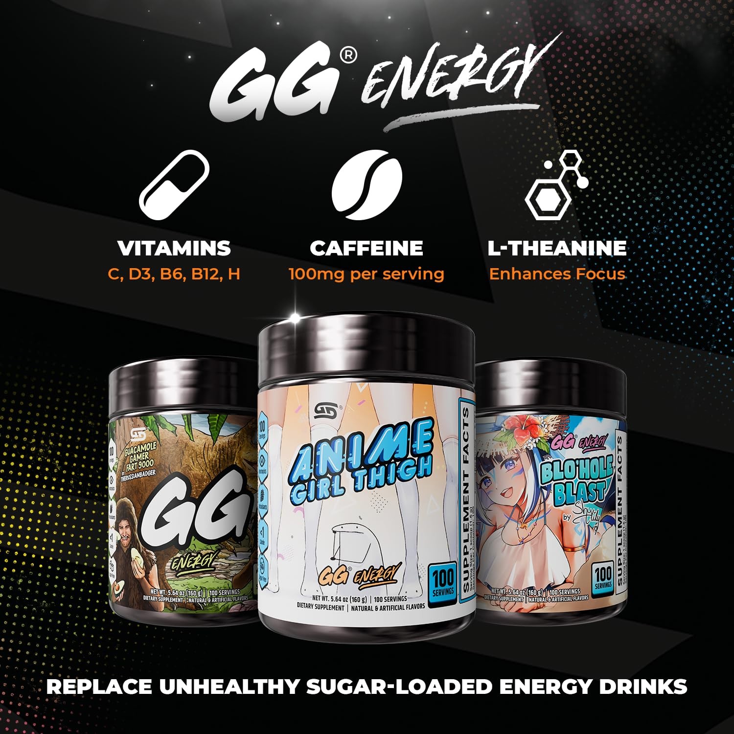 Gamer Supps GG® Energy – Anime Girl Thigh (100 5.64 Ounce (Pack of 1)