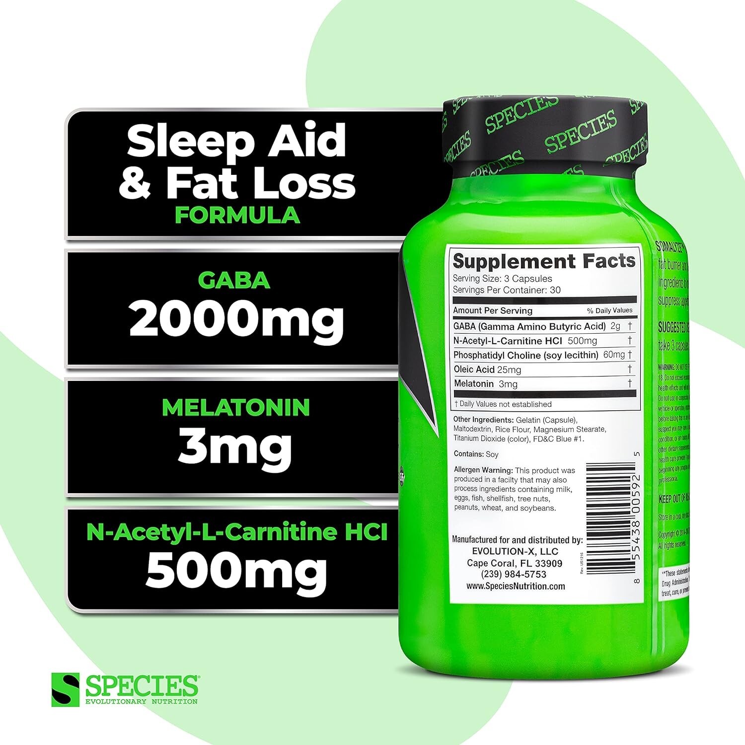 Species Nutrition Somalyze Sleep Aid Fat Loss Formula – EVL – Crash 90 Capsules