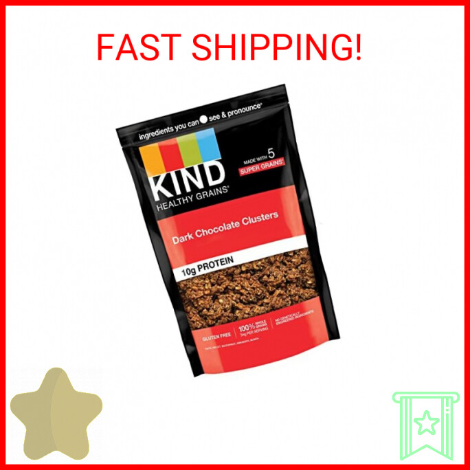 KIND HEALTHY GRAINS Granola, Healthy Snack, Dark Chocolate Granola Clusters, 10g