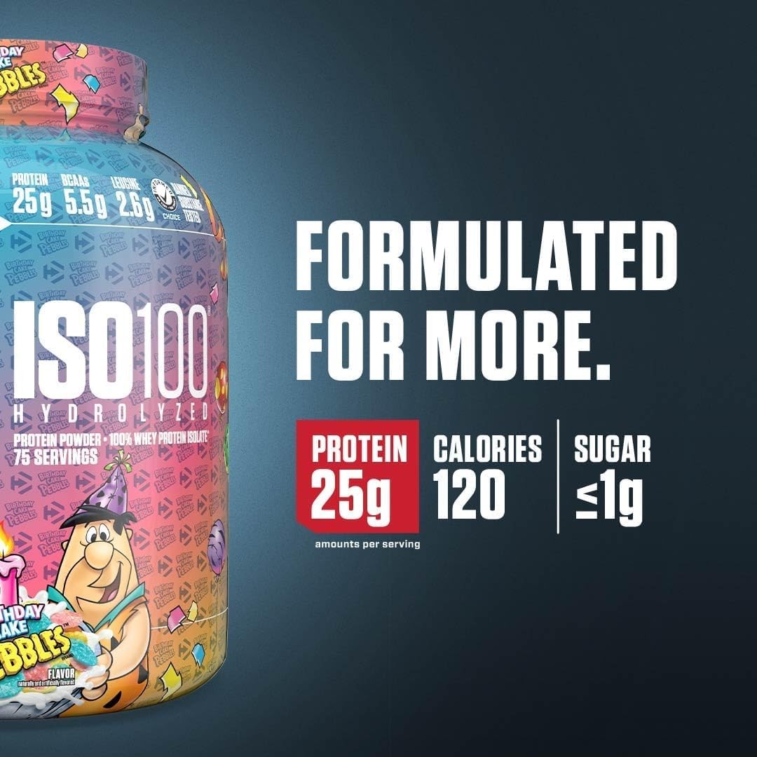 Dymatize ISO100 Whey Protein Powder Isolate, Birthday Cake, 25g of Protein, 5