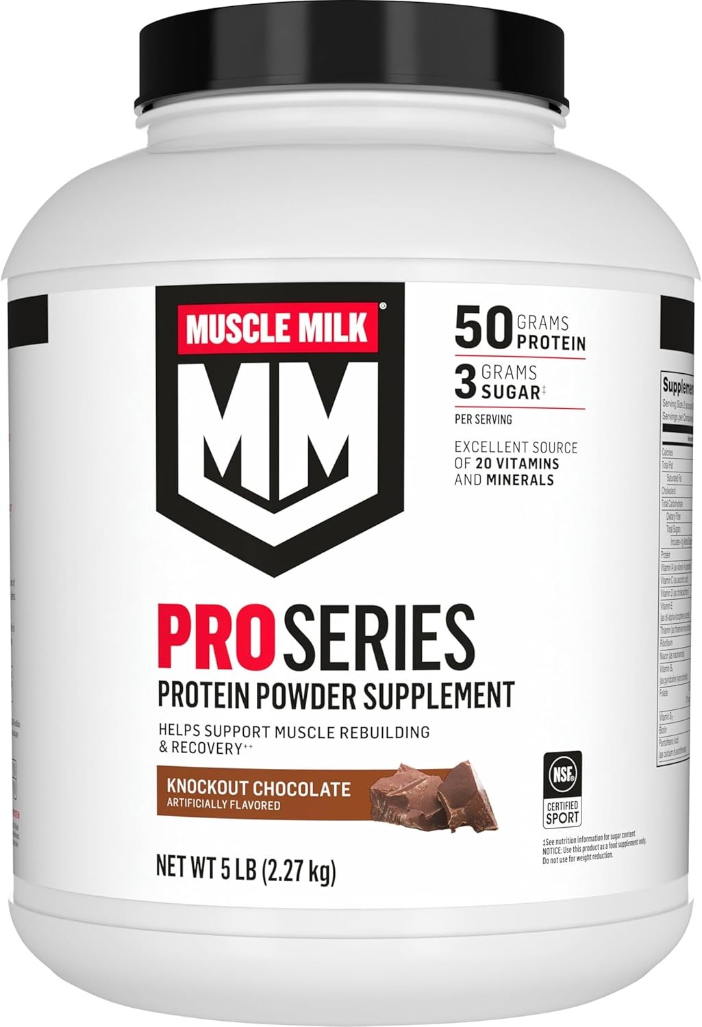Muscle Milk Pro Knockout Chocolate 5lb 50g Protein 28 Servings