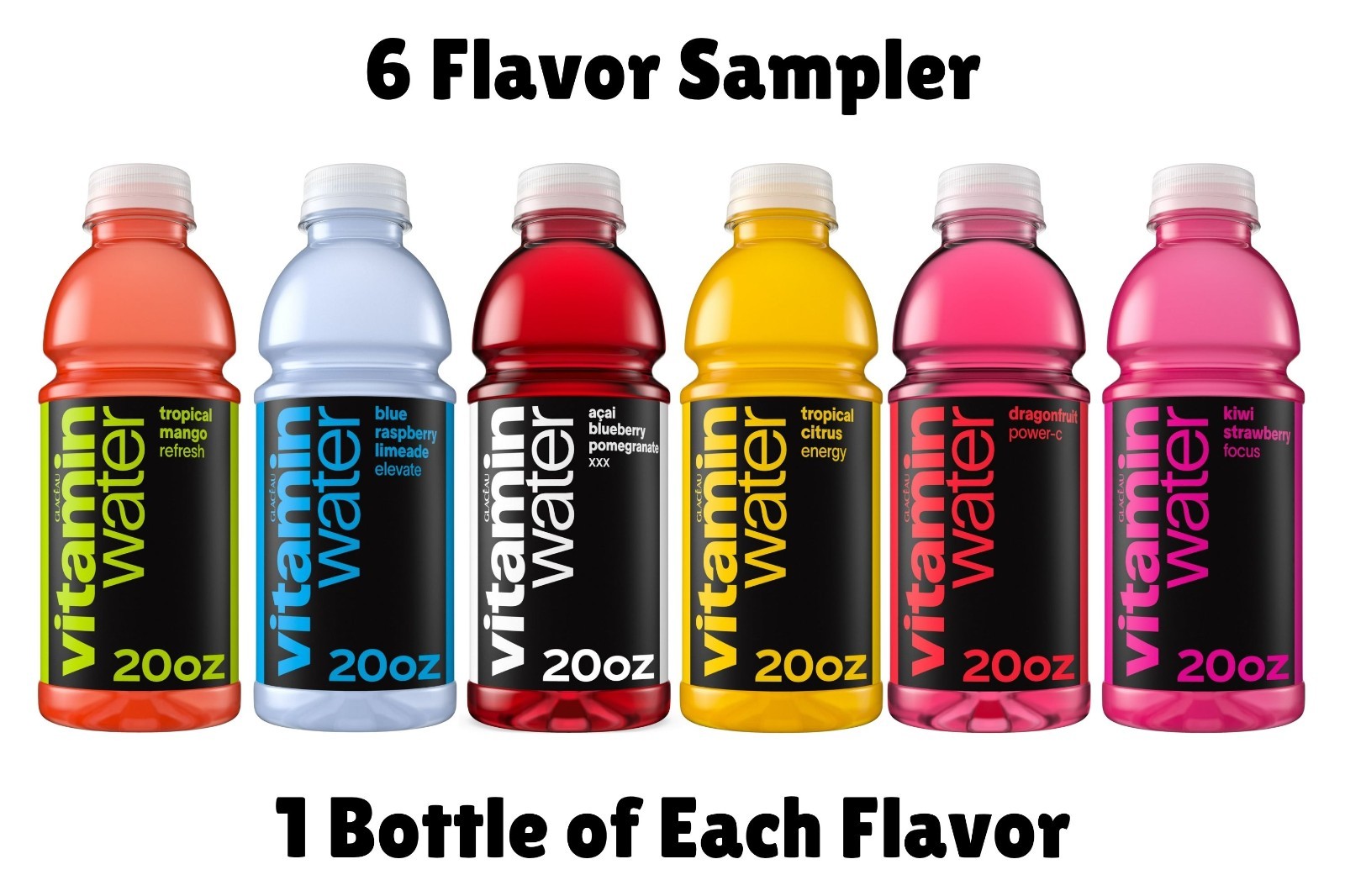 Vitaminwater 6‑Flavor Variety or Sampler Pack – 20oz Bottles –
