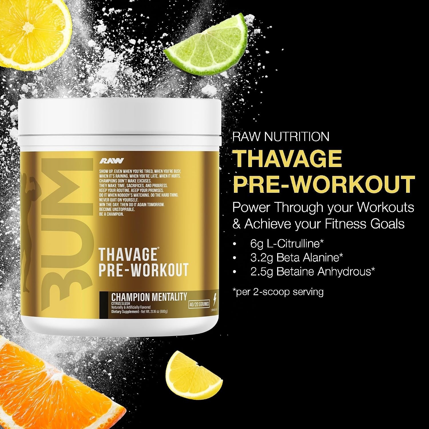 RAW CBUM Thavage Pre-Workout Pumps Focus 20/40 Servings Champion Mentality New