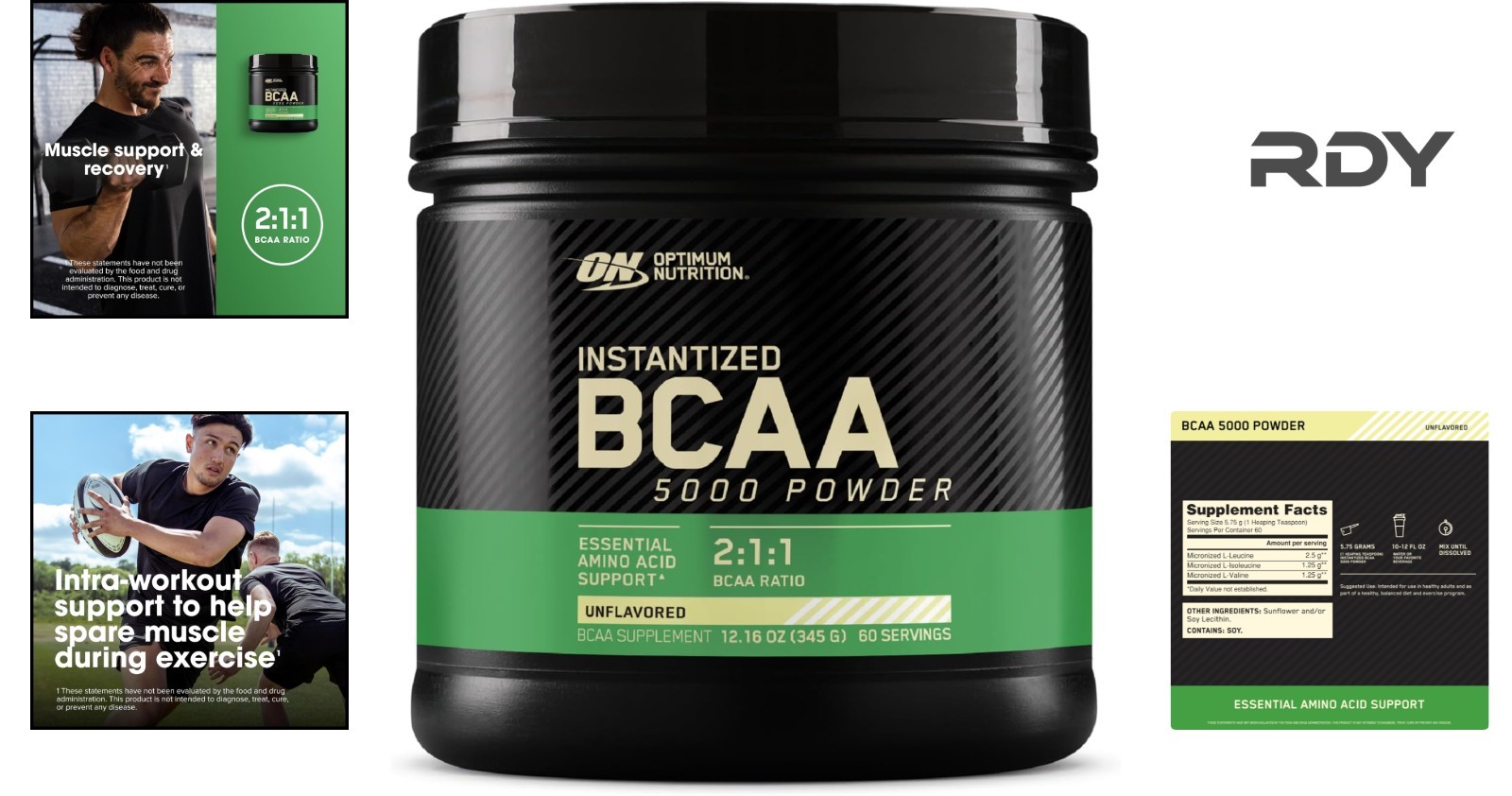 Unflavored BCAA 5000mg Powder for Muscle Recovery – 60 Servings, Keto Approved