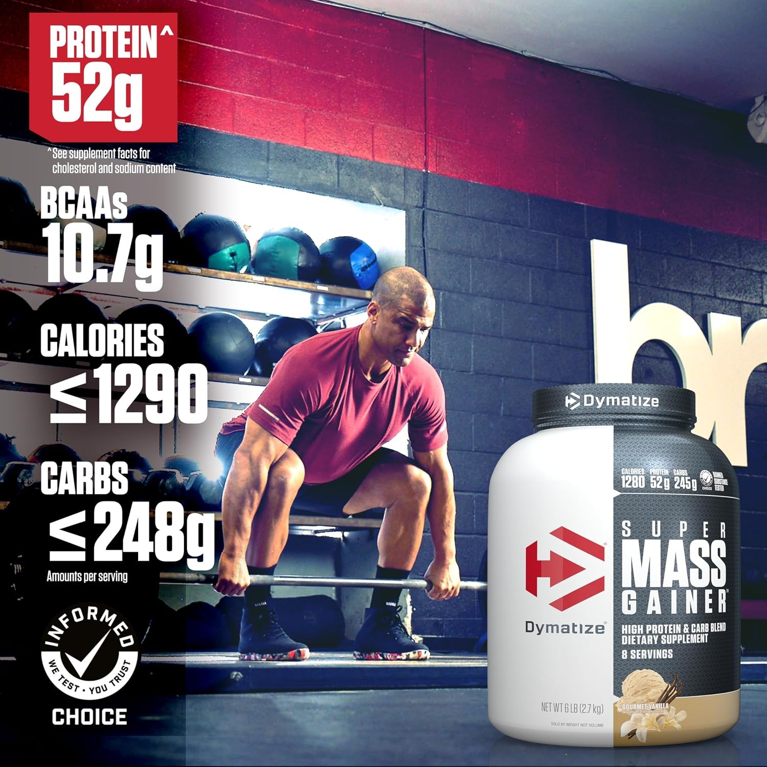 Dymatize Super Mass Gainer Protein Powder, Gourmet Vanilla, 52g Protein, 1g Crea