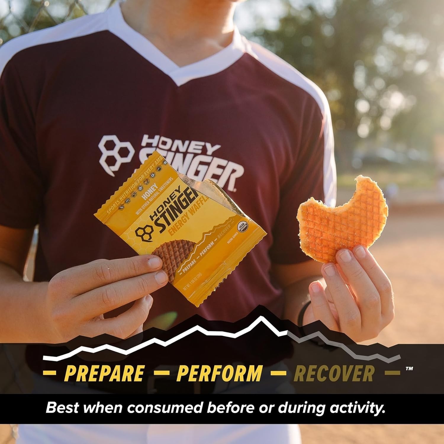Organic Honey Waffle Energy Stroopwafel for Exercise Performance 16ct