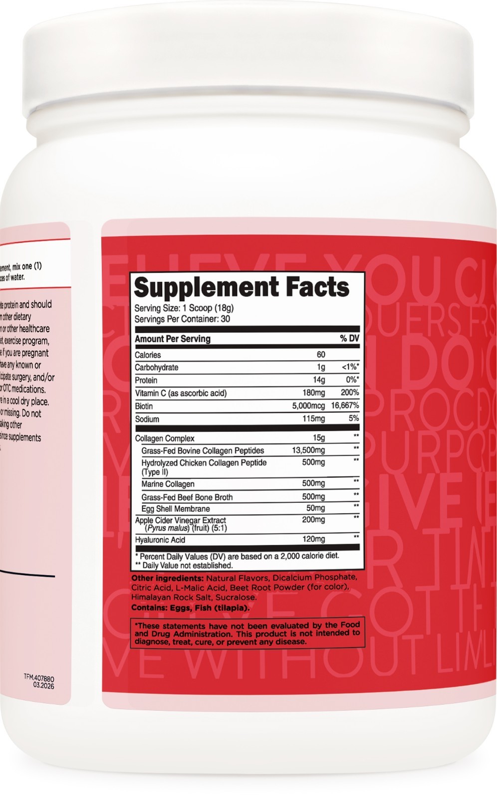 TransformHQ Beauty Collagen (30 Servings) Fruit Punch – Hair, Skin, & Nails