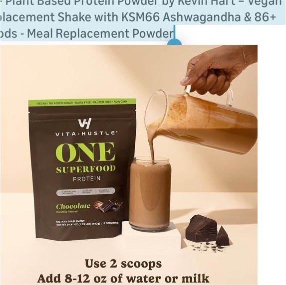 VitaHustle Plant-Based Protein Powder Chocolate & Vanilla Vegan 24.41 ozTwo bags