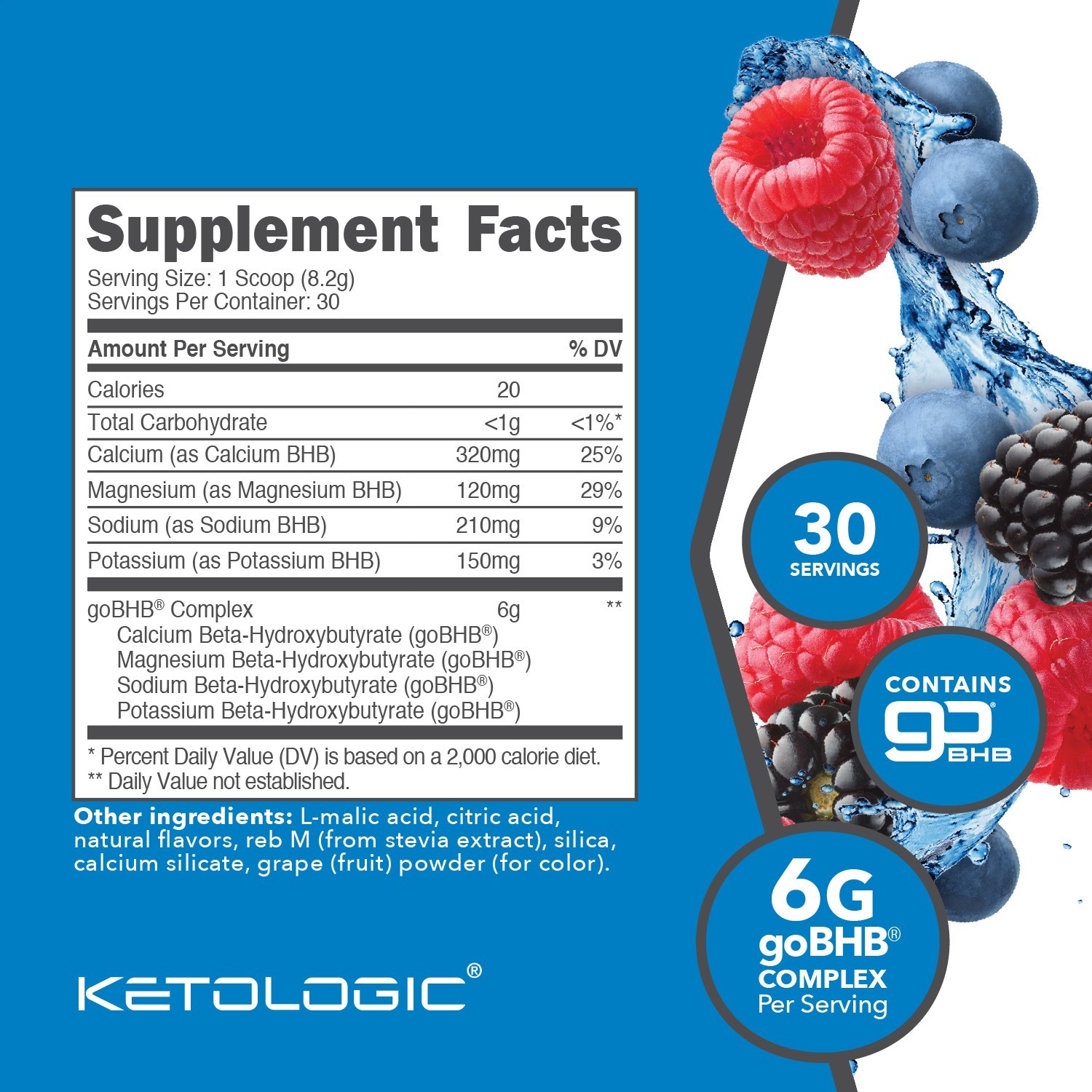 KetoLogic Keto BHB (Mixed Berry Flavor) 30 Servings