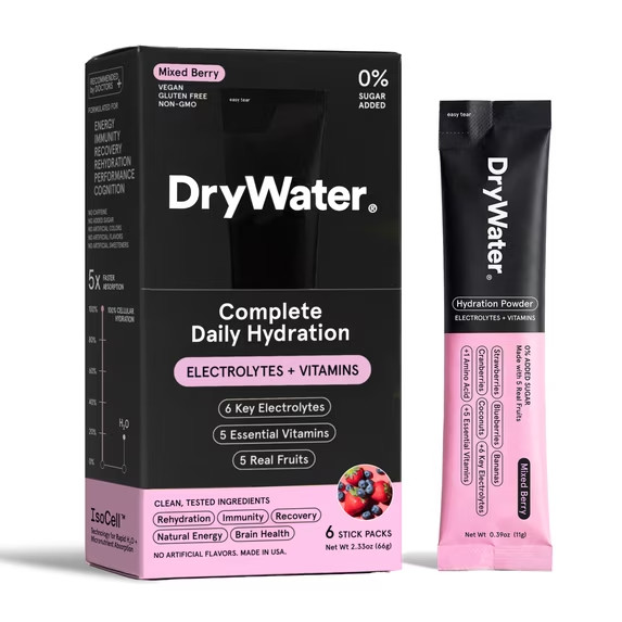DryWater Hydration Powder, Mixed Berry, 6 Pack