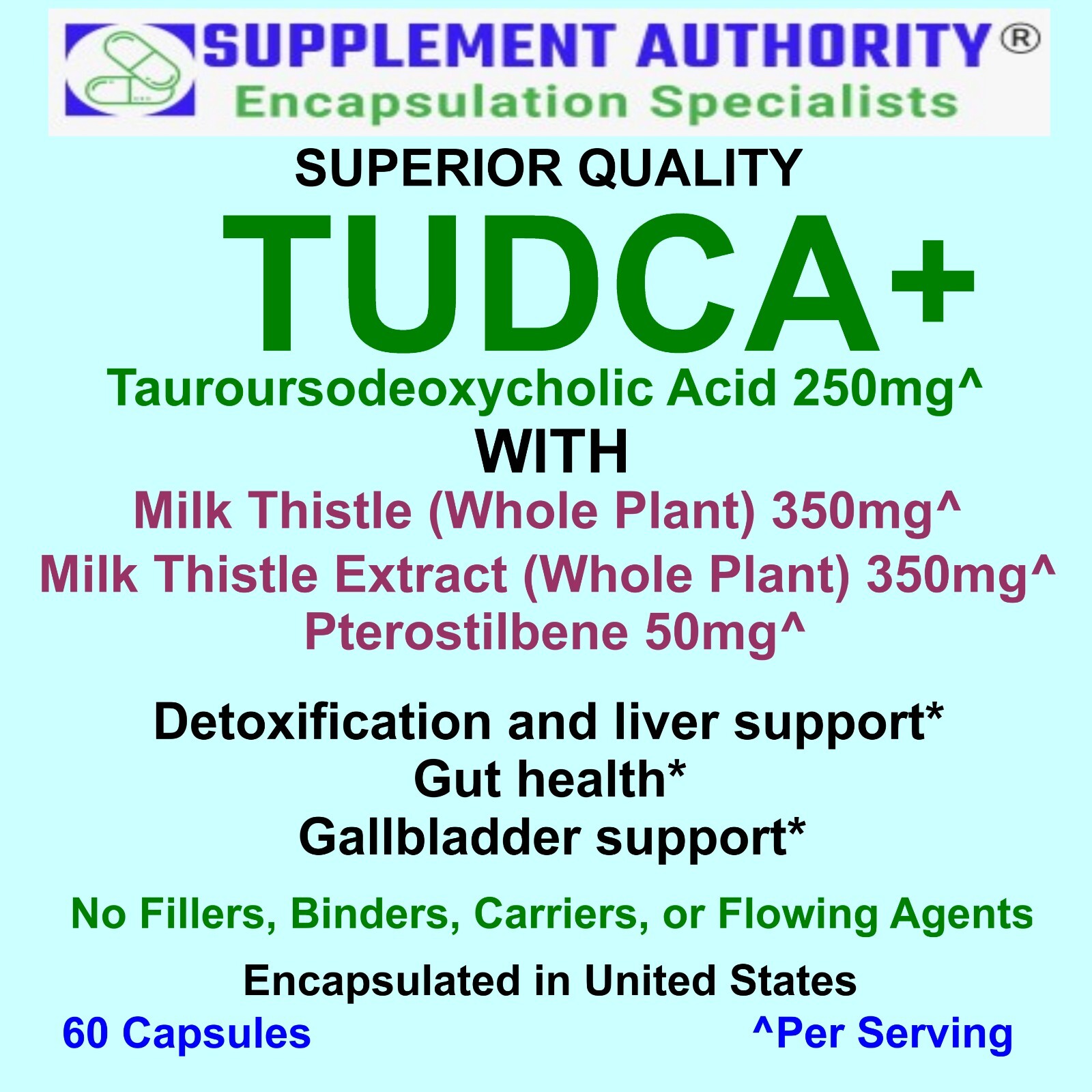 Tudca Capsules with Milk Thistle, Milk Thistle Extract & Pterostilbene NEW!