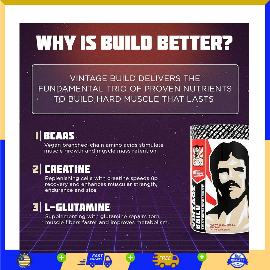 Vintage Build – Post Workout Recovery & Muscle Building Powder Drink for Music