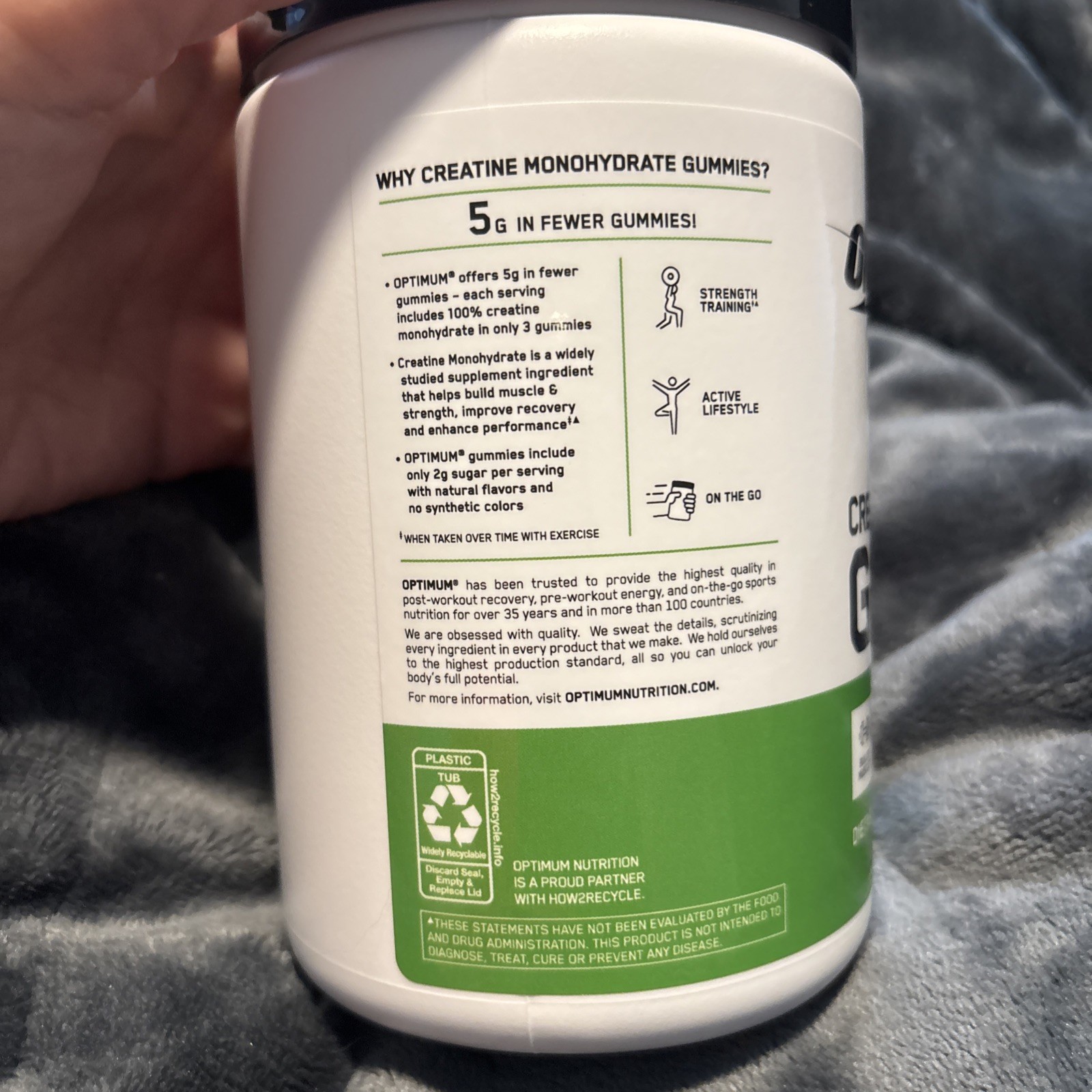 Optimum Nutrition Creatine Monohydrate Gummies 75 Count 25 Servings – Brand New