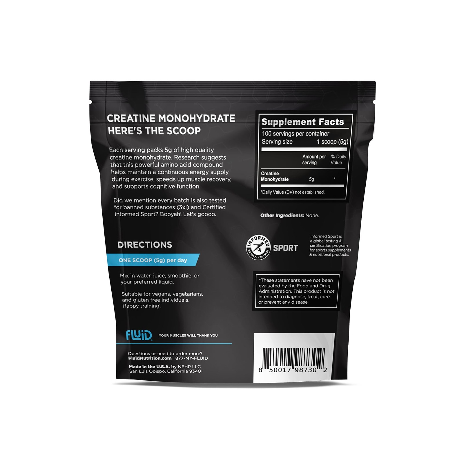 Fluid Creatine – Informed Sport Certified | 1.1 Pound (Pack of 1), White